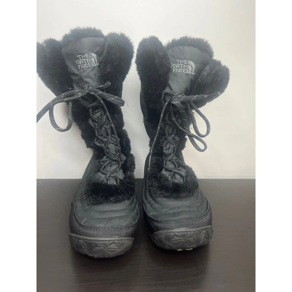 The North Face Nuptse Purna Boots Black‎ Goose Down Faux Fur Winter Snow Size 9